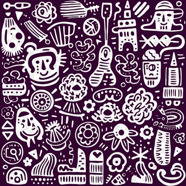 PSD unique doodle patterns artistic outlines collage and scribble designs for your digital projects