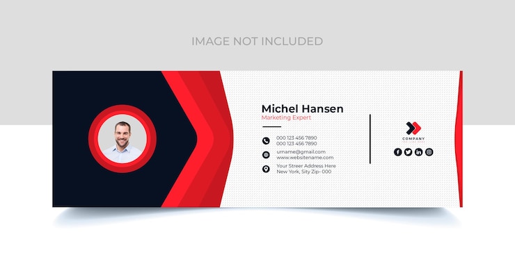 PSD unique email signature template design with creative shape
