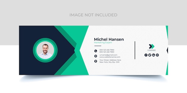 PSD unique email signature template design with creative shape