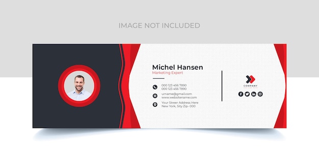 PSD unique email signature template design with creative shape