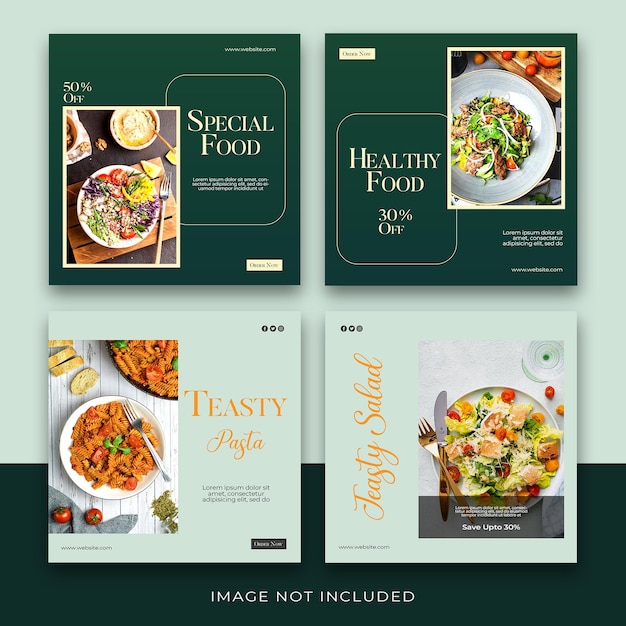 PSD unique food social media post and banner for restaurant