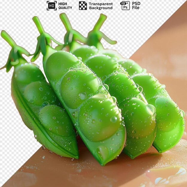 PSD unique fresh peas in a pod with drops of water png psd