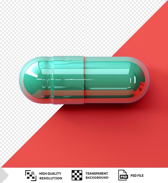 PSD unique green medication capsules mockup on a red background png