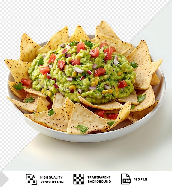 PSD ciotola di guacamole unica con patatine di nachos tortilla png clipart png