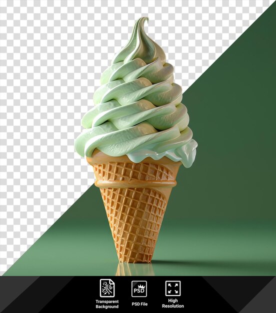 PSD unique heaping cone of gelato ice cream in a waffle cone png psd