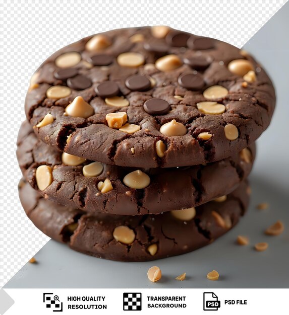 PSD unique homemade chocolate peanut butter cookies on a transparent background png