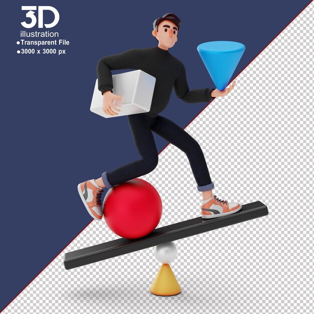 Уникальный мужской 3d-персонаж 3d-иллюстрации