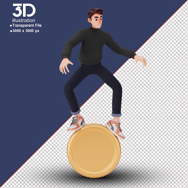 Unique male 3d character 3d illustrations