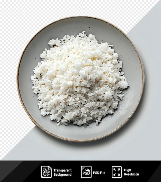 PSD Уникальный макет тарелки сырого риса png psd
