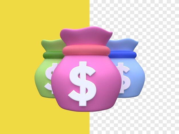 PSD unique money bags saving concept difference 3d rendering icon illustration simplerealistic vector i