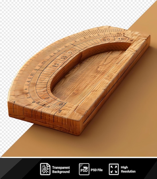 PSD unique protractor in the shape of a wooden object