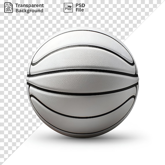 PSD unique realistic photographic basketball players ball with black line and shadow on isolated background