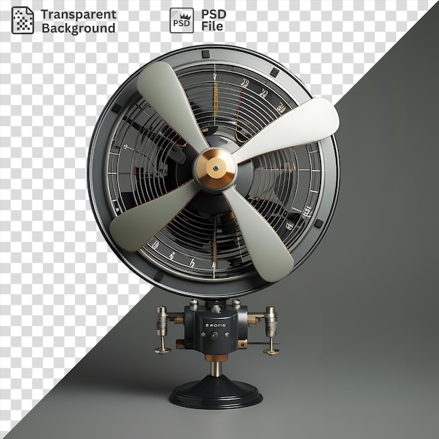 PSD anemometro fotografico realistico unico dei meteorologi visualizzato su una parete nera e grigia accompagnato da un orologio nero