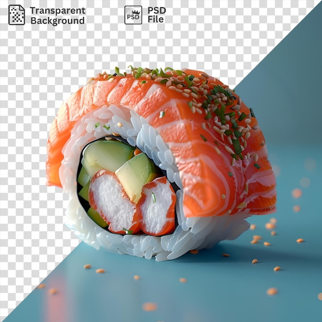 PSD unique savory sushi roll on a blue background