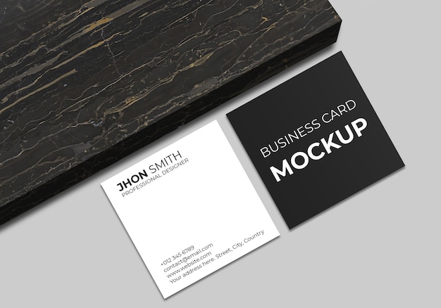 Unique square business card mockup