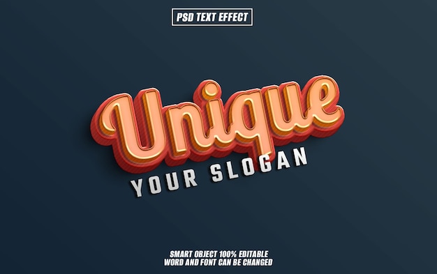 unique text effect font editable typography 3d text