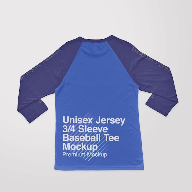 Unisex Jersey Sleeve Baseball Tee Back Mockup