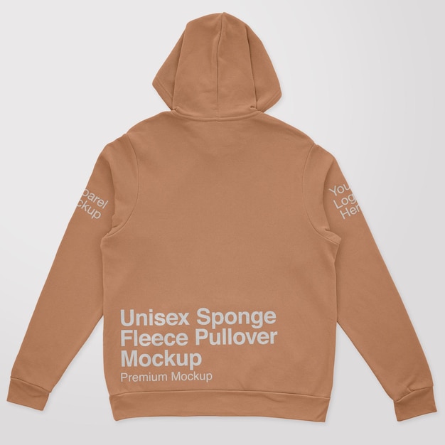 Mockup di pullover posteriore in pile unisex in spugna