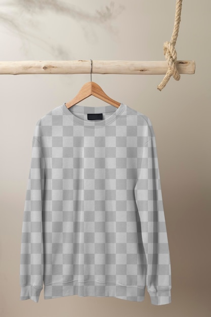 ユニセックス・スウェター (Unisex sweater) は透明なデザインで冬のファッションをモックアップしたpngです