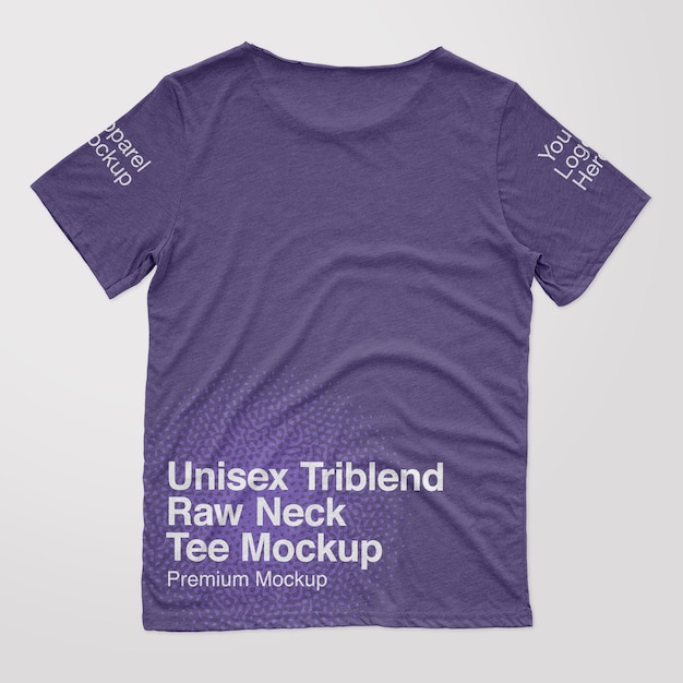 PSD unisex triblend raw neck back tee mockup