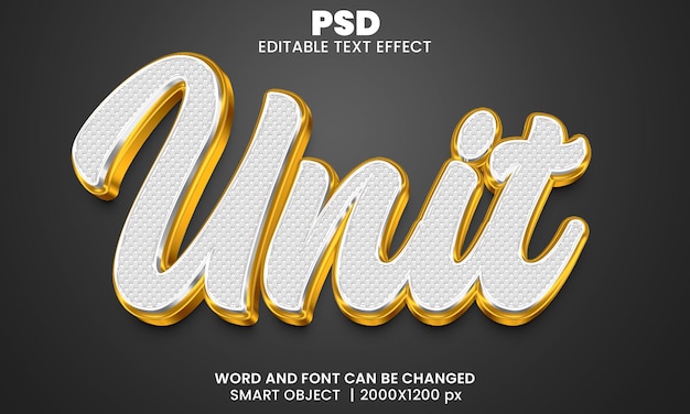 Unità effetto testo modificabile 3d psd premium con sfondo