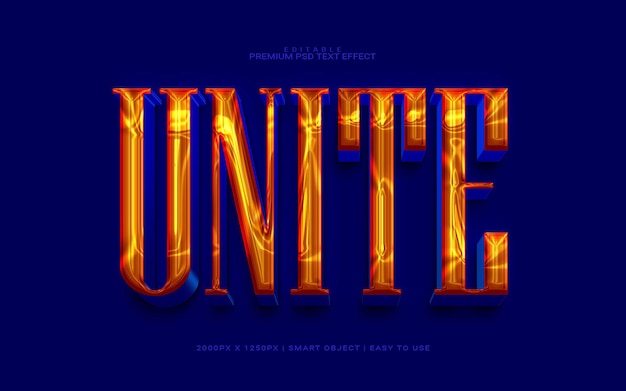 PSD unite 3d editable premium psd text effect