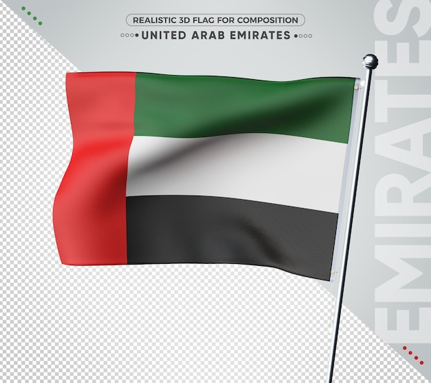 PSD bandiera degli emirati arabi uniti 3d con texture realistica