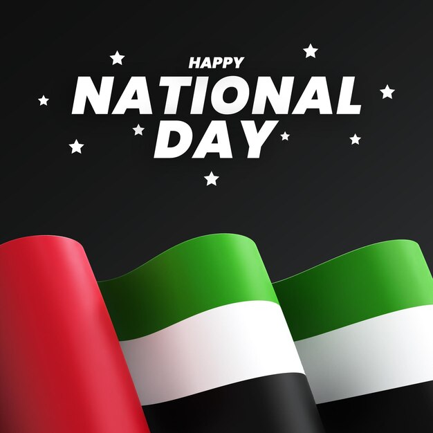 PSD united arab emirates flag design national independence day banner editable text and background