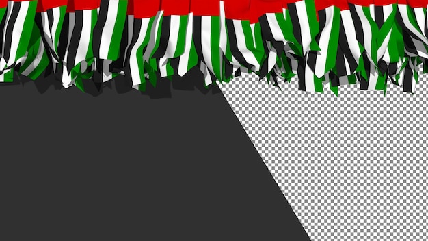 United arab emirates flag different shapes of cloth stripes hanging from top 3d rendering