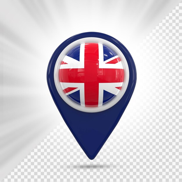 PSD united kingdom flag pin map 3d