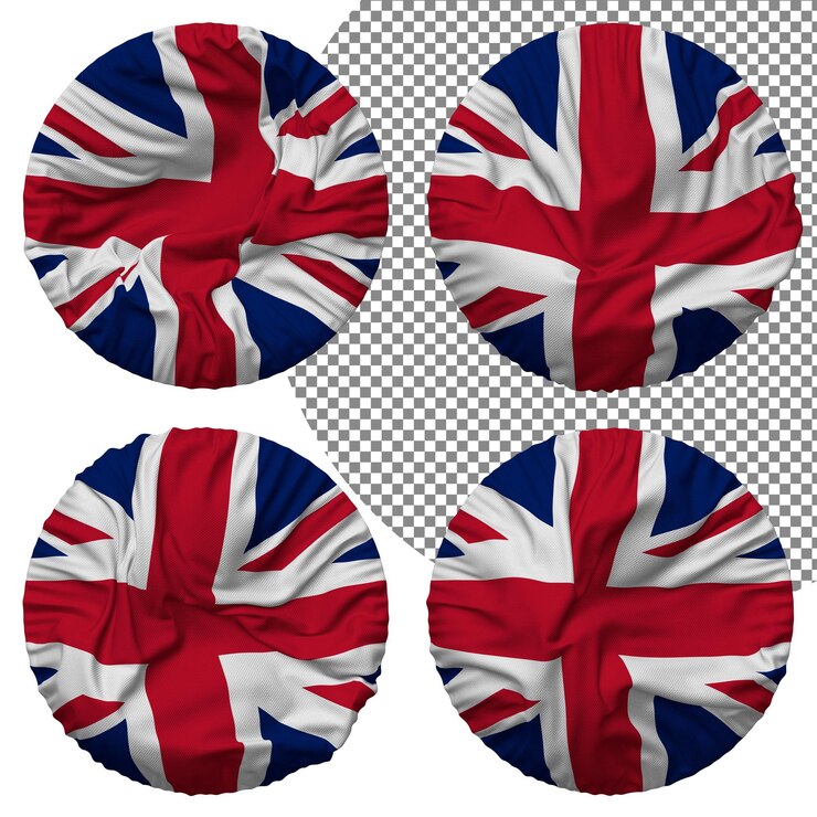 PSD イギリスの旗の丸い形は別の手を振るスタイルを分離しました バンプ テクスチャ 3 d レンダリング
