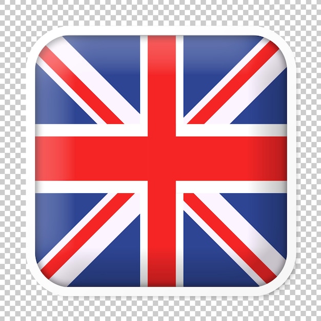 United kingdom flag square design with white frame and shadow effect square round flag of UK