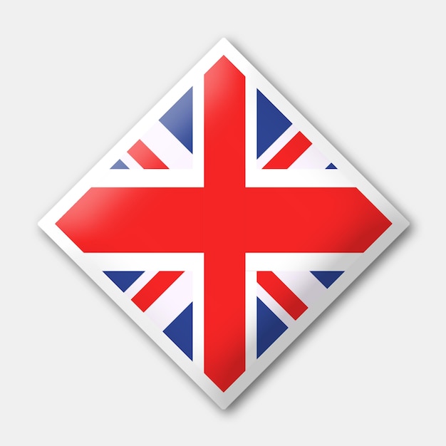 PSD united kingdom flag square design with white frame and shadow effect square round flag of uk