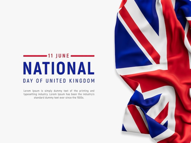 PSD united kingdom national day celebration with flag background