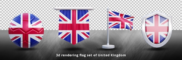 イギリスの国旗セット イラストまたは 3 d のリアルなイギリスの手を振っている国の旗セット