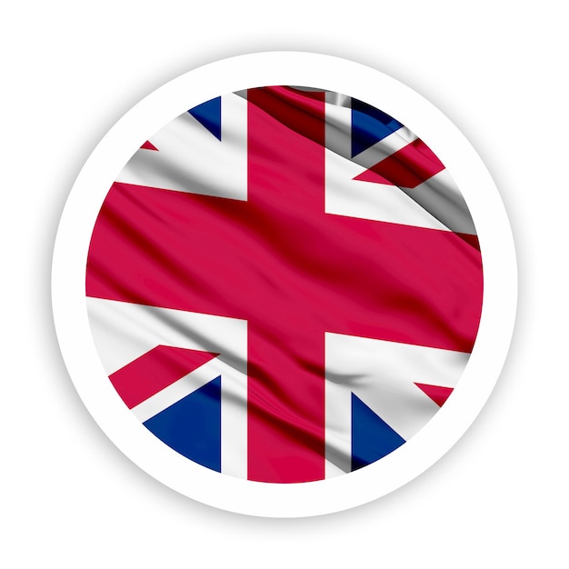 united kingdom waving flag with white rounded circle frame