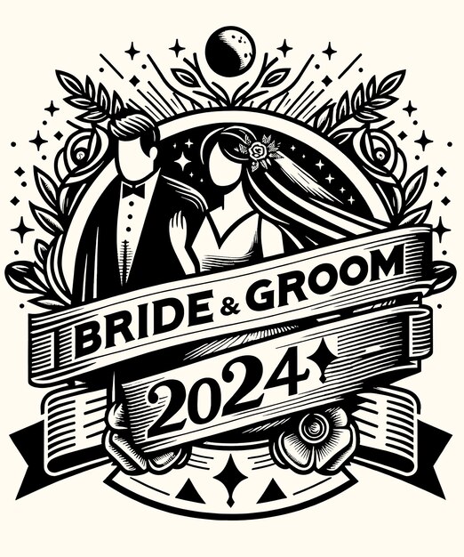 Premium PSD United in love bride amp groom est 2024