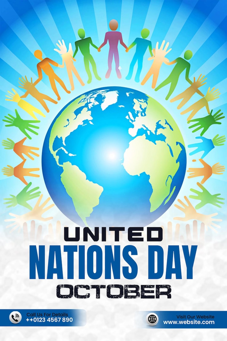 PSD united nations day poster template global peace and unity design
