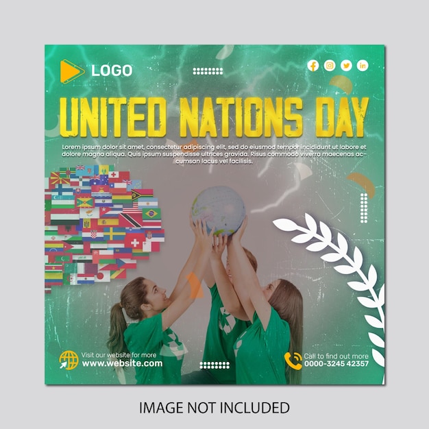 PSD united nations day with social media post banner template luxury