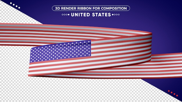 United states 3d render ribbon for composition