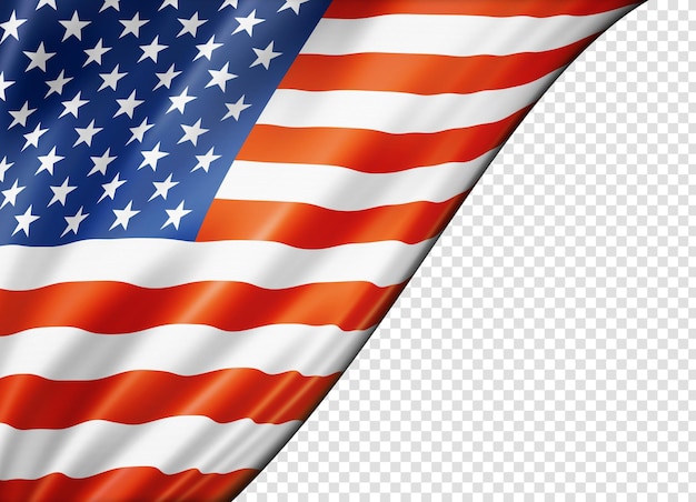 United States flag isolated on white banner