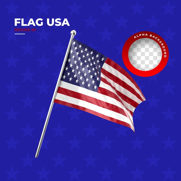 PSD united states flag in realistic 3d render