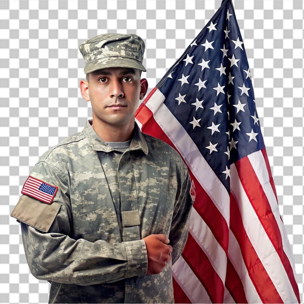 PSD Флаг и солдат соединенных штатов америки