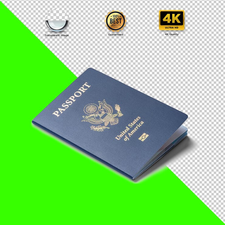PSD united states passport on a green backdrop