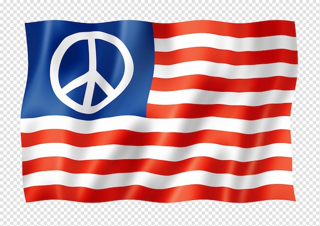 白で隔離される米国の平和の旗