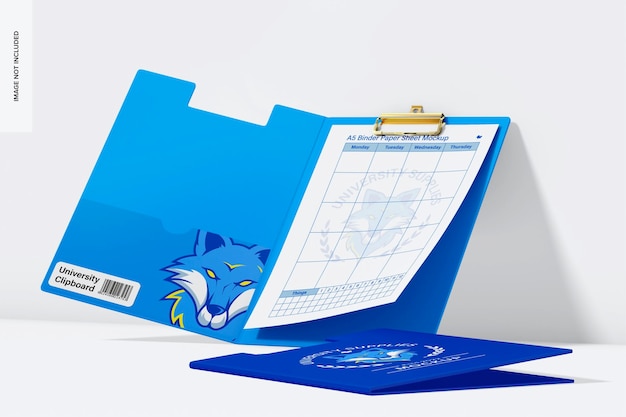 university clipboards mockup leaned