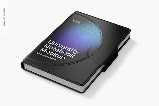 PSD university notebook mockup perspective