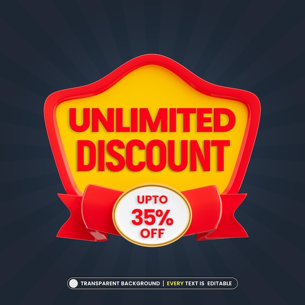 PSD unlimited discount upto 35 off promotion banner with editable text