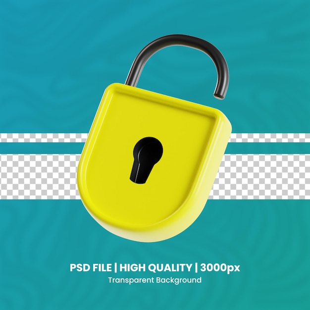 PSD unlock 3d high quality render protection and security transparent background