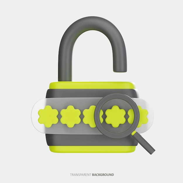 PSD unlock 3d illustration